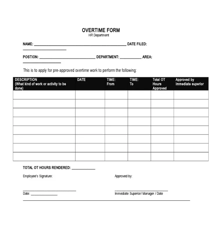 Overtime Form