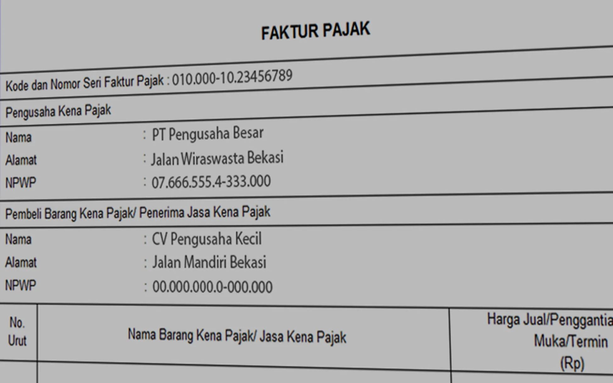 Cek Faktur