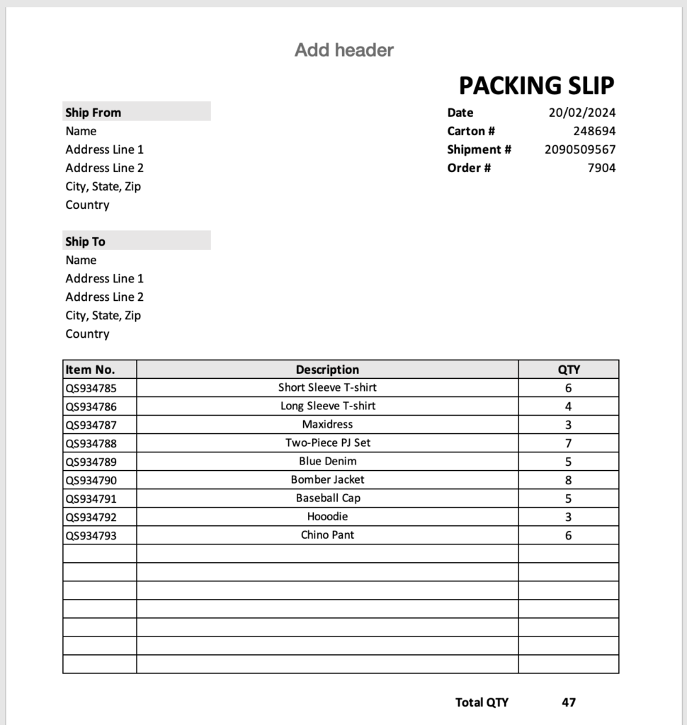 logistics documents